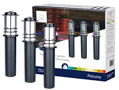 tint 3er-Set Smarte Outdoor LED Wegeleuchten PETUNIA – Steuerbar per Alexa oder Fernbedienung – Mit warm- und kaltweißem Licht (1800-6500 K) – Spritzwassergeschützt (IP44)