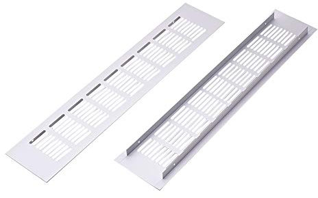 MroMax Griglia di ventilazione 80 mm x 400 mm in lega di alluminio per griglia di ventilazione per armadietti, lavelli, fornelli, porte del bagno, in lega di alluminio, rettangolari, 2 pezzi