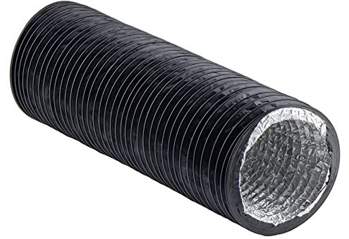 Negro Ø 125mm Tubo Redondo Flexible y Extensible hasta 1m, de PVC y Aluminio para Campana de Extractor, Ventilación y Acondicionado de Aire