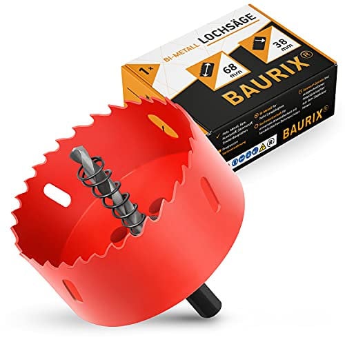 BAURIX® Bi-Metall Lochsäge Ø68mm für Holz, Metall, Trockenbau – Saubere Löcher für Elektroinstallation, Steckdosen & Kabeldurchführungen