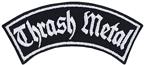TRASH METAL Aufnäher Kutten Aufbügler Heavy Metal Patch Biker Bügelbilder Death Metal Sticker Geschenk für Metal-Fans Applikation für für alle Stoffe | 90x40mm
