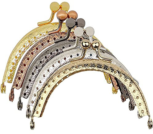 5 Stück Geldbörse Rahmen Metall, Geldbörse Rahmen Griffe, Taschenrahmen, Taschenbügel, Halbrund Rahmen Geldbörse Rahmen Kuss Verschluss für DIY Geldbeutel Handtasche Münzbörsen, 8,5cm