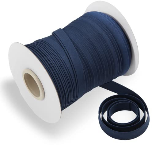 Schrägband, doppelt gefaltetes Schrägband, 1.27 cm (1/2 Zoll), durchgehendes Schrägband zum Nähen, Quilten, Binden, Saumen, Bekleidungsarbeiten, 100 % Polyester, 50 m, Marineblau)
