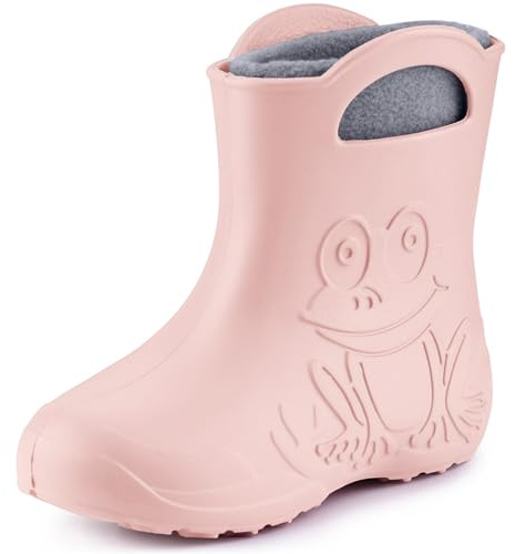 Ladeheid EVA Kinder Jungen Mädchen Gummistiefel Regenschuhe gefüttert LA-CA-03 (Puderrosa, 28/29 EU)
