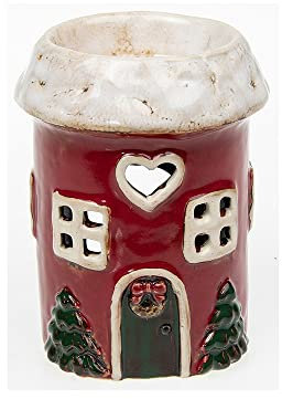 Xmas Village Pottery Heart Wax Oil Burner