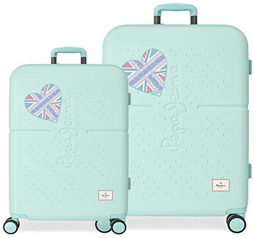 Pepe Jeans Nerea Blue Kofferset 55/70 cm starres ABS integrierter TSA-Verschluss 116L 7,54kg 4 Doppelrollen Handgepäck