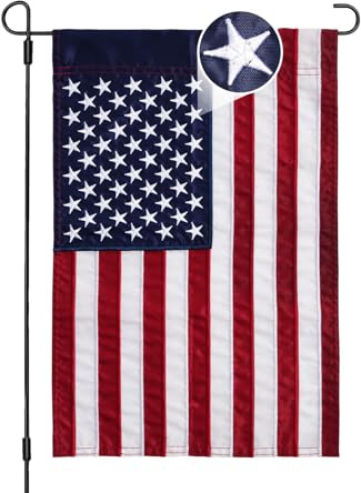 AMZFLAG Drapeau de jardin américain brodé - 30,5 x 45,7 cm - Fabriqué aux États-Unis - Double face - Pour jardin, cour, pelouse, maison
