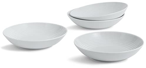 Royal Doulton Light Grey Stoneware Pasta Bowls (Set of 4, Contemporary Style, Microwave & Dishwasher Safe)