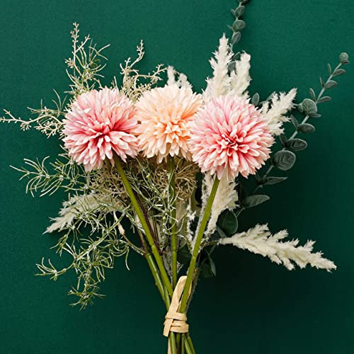 SAMEZA Künstliche Löwenzahnblumen Mittelstücke für Tische Zuhause Wohnzimmer Dekor Gefälschtes Pampasgras Hochzeitsarrangement Brautstrauß Champagnerrosa