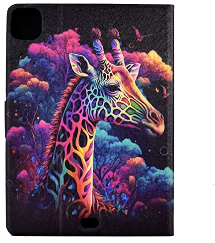 CASAFUNY Coque pour iPad Air 11 Pouces M2 (2024), iPad Air 5/4 (10,9 Pouces, 2022/2020, 5ème/4ème Génération) Housse Étui de Protection Tablette Coque pour iPad Air 6/5/4 Gén, Illusion Girafe