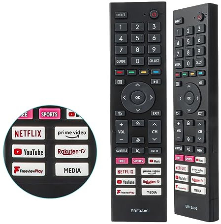 Neue ERF3A80 Fernbedienung Ersatz für Hisense TV-Fernbedienung, Kompatibel mit Hisense Smart 4K UHD TV, Direkte Verwendung, Keine Installation erforderlich (Keine Sprachfunktion)