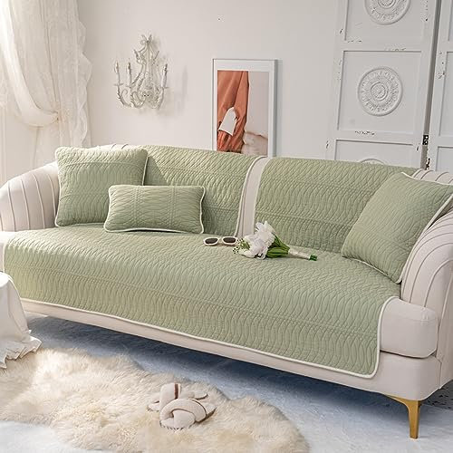 ZCXRYFL 1 2 3 4-Sitzer Sofabezug Baumwolle Sofa üBerzug Rutschfester Sofa Abdeckung L/U-Eck-Universal Sofaschoner Katzen Und Hunde Schutzunterlage Wohnzimmerteppich Baby-Krabbeldecke(70X70cm,Green)