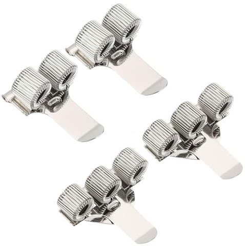 Norhogo 4 Stück Stiftehalter aus Metall, Silber Stifthalter, inklusive 2 Stiftklammern mit zwei Löchern + 2 Stiftclips mit drei aufklappbaren Stifthaltern, mit Taschenclip für Notebooks, Zuhause