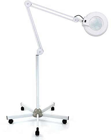 TaNeHaKi Verstellbare Standleuchte,8x Led Lupenleuchte Mit Standfuß,Lupenlampe Standleuchte,VergrößErungslampe Kosmetiklampe