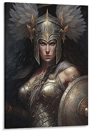 Poster Athena Warrior Griechische Mythologie Gemälde auf Leinwand Wandkunst Poster Scroll Bild Druck Wände Dekor Home Poster 60 x 90 cm