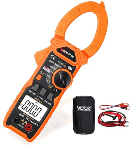 GuliTech VICTOR/RuoShui 615B DC 1500V AC DC 1000ATrue RMS Digital Clamp Multimeter 5999 Counts with Live NCV V.F.C Surge current Current Clamp meter(VICTOR 615B)