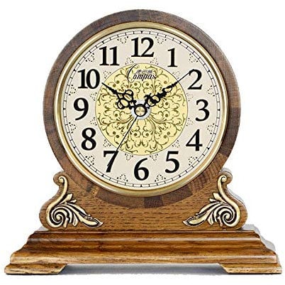 ASHILD Kaminuhr aus Eiche im Retro-Stil, Holzdesign für Wohnzimmer, Kamin, Büro, Küche, Schreibtisch, Regal und Heimdekoration