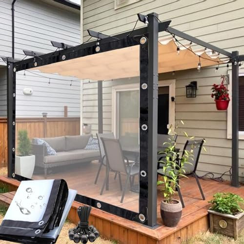 Klare Planen Transparent wasserdichte Plane Regenfeste Plane Pflanzendecke Isolierschuppenstoff Mit ösen Für Gewächshaus, Terrasse, Garten, Pavillon, Camping(Size:4x4m/13x13ft,Color:Löschen)