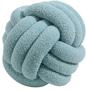 Julyue Knotenkissen, rundes Ballkissen, 28cm, Lammwolle, Knotenballkissen, Heimdekoration, handgefertigt, geknotet, Wurfkissen für Couch, Bett, Auto, Büro (Hellblau)