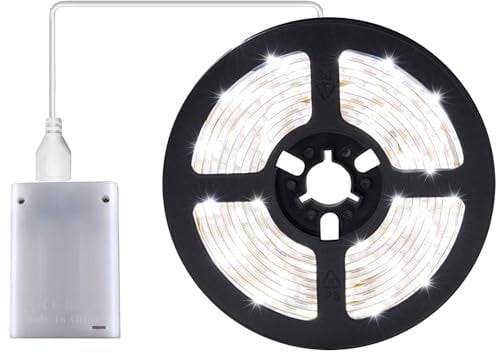 AIJICEAR Battery Powered LED Strip Lights, USB LED Light Strip Kit with 9.8FT(3M),SMD2835,Super Bright LED Tape Light (White)