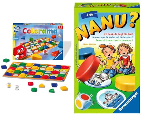 Ravensburger 24921 - Colorama - Zuordnungsspiel für die Kleinen - Spiel & 23063 - Nanu? Mitbringspiel für 2-4 Spieler, Merkspiel ab 4 Jahren