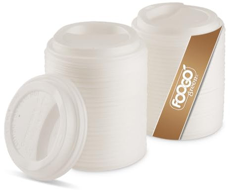 FOOGO Green 50pcs Lids for 10oz, 12oz & 16oz Paper Coffee Cups, 90mm Diameter, Leak-Proof and Secure Fit, Designed for Hot and Cold Beverages, Ideal for Takeaway, Office, and Events