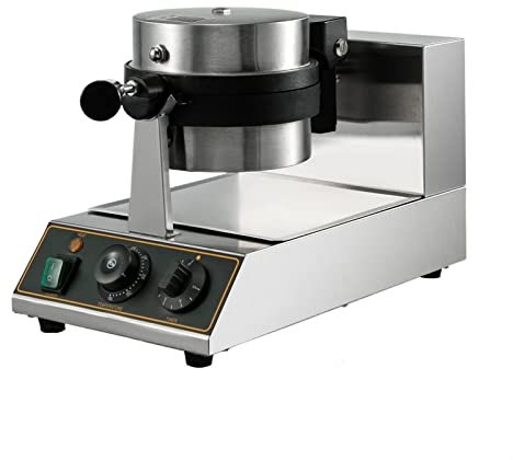 Máquina for hacer gofres redonda, horno antiadherente eléctrico comercial de 1100W, máquina for hornear magdalenas con placa de doble cara giratoria for el hogar de 180 ° Para Satisfacer Sus Necesidad