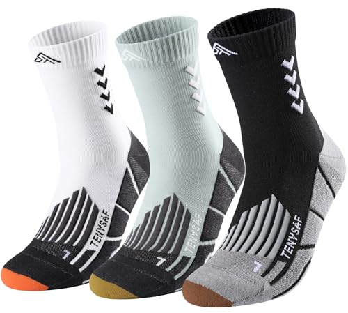 TENYSAF Crew Compression Running Socks: 15-20 mmhg Arch Support Compression