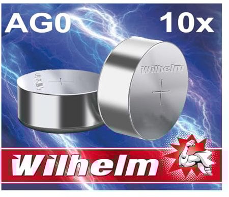 10 x AG0 Wilhelm LR521 LR63 379 Batterie Alkaline Knopfzelle Knopfbatterie 1,5V Größe 5,8 x 2,15mm