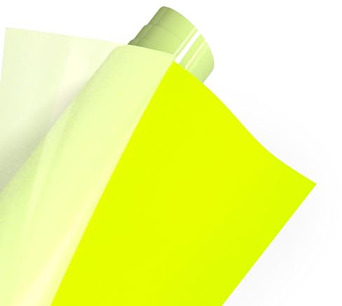 POLI-TAPE TUBITHERM® FLOCK Transferfolie mit samtartiger Oberfläche für Textilien – Flockfolie zum Aufbügeln, Plotterfolie für DIY Shirts, Neon Gelb, 30,5 cm x 61 cm
