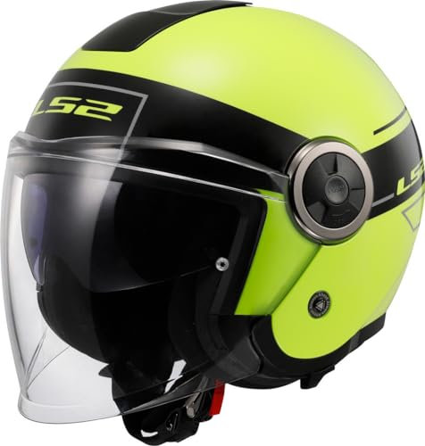LS2, Jet-Motorradhelm CLASSY CLASSIC Black H-V Yellow, L