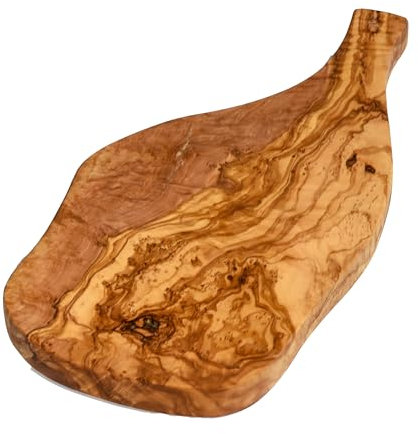 Cleminson Tagliere in legno di ulivo con manico intagliato (40 x 20 cm)