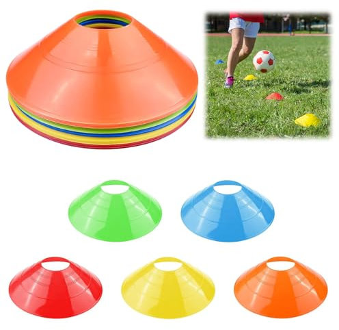 Miayical Fussball Hütchen Set, 15 Stück Runde Markierungshütchen, Hütchen Fussball, Markierungshütchen Hütchen farbig, Zubehör für Fußball & Slalomtraining, Kegel Trainingszubehör & Fußballzubehör