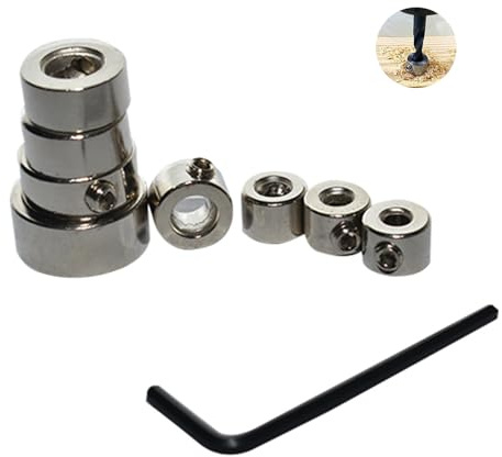 8PCS Step Drill Bit Depth Stop Collar Ring, Woodworking Positioning | Locator device, practical steel, easy adjust, drilling guide, quality tool accessory duo carry kit pair reliable set