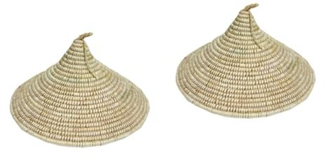 CAXUSD Lot De 2 Chapeaux De Paille Respirants pour Femmes Couvre-Pot en Paille Robuste Abat-Jour Décoratif pour La Maison