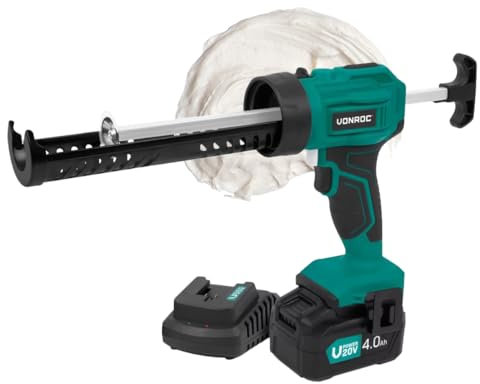 VONROC Akku Kartuschenpresse, Kartuschenpistole [neues Modell] - 20V - 4 Stufen Durchfluss, Silikonpistole inklusive 4.0 Ah Akku und Ladegerät