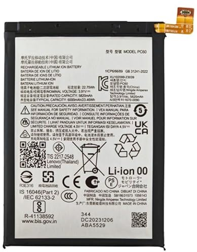 Genérico Batteria interna PC60 compatibile per Motorola Moto G54 5G / G24 XT2343 XT2423