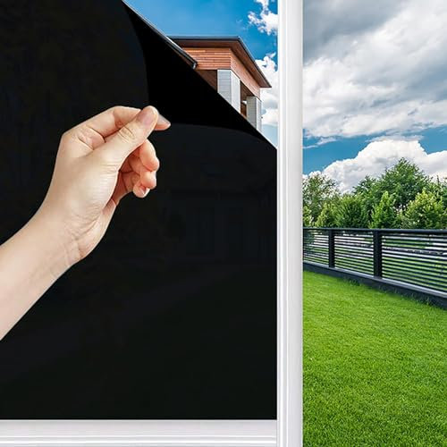 Lámina de espejo autoadhesiva reflectante para ventanas, protección solar, protección UV, aislamiento térmico, para oficina y casa (negro, 75 x 400 cm)