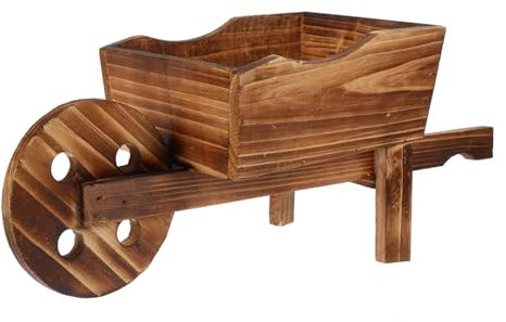 BESPORTBLE Blumentopf Aus Holz Schubkarre Für Sukkulenten Und Kleiner Kakteen Dekorativer Pflanzkasten 46x15,5x19cm Multifunktionaler Holz Pflanzenhalter Für Innenbereich Und Garten