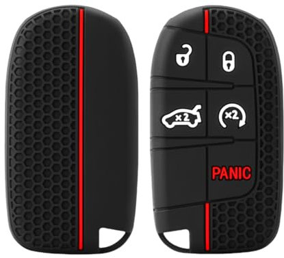 Happyit Silikon-Schlüsselanhänger Hülle für Jeep Renegade Compass Grand Cherokee for Chrysler 300C Wrangler Dodge 5 Tasten