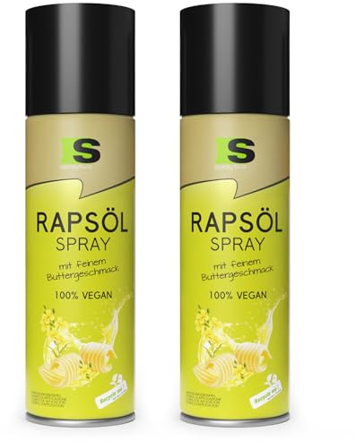 Spraytive 2 x 400 ml Rapsöl-Spray mit feinem Buttergeschmack – ideal zum Kochen, Backen, für Salate sowie als Airfryer-, Grill- und Heißluftfritteusen-Spray - 100% VEGAN & kalorienbewusst genießen