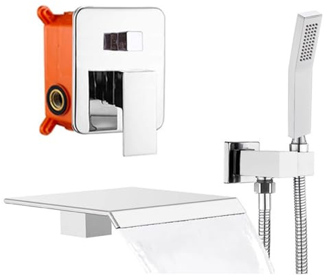 Badewannenarmatur Wasserfall Chrom Wannenarmatur mit Brause Duscharmatur Unterputz Set Aus Messing