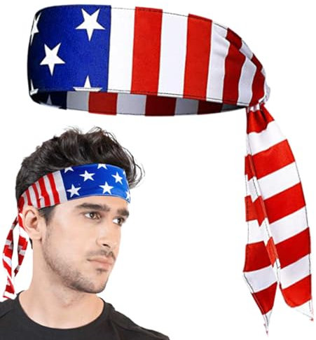 USA Bandana, American Flag Bandana, 41.3 Schweißabsorbent atmungsaktives USA Bandana, Eleastic Non Slip American Flag-Stirnband für Männerfußball, Tennis, Training, Kostüm
