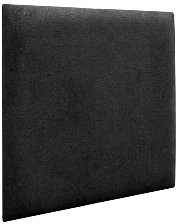 DHOME Gepolsterte Aqualine Stoffpaneele Selbstklebend für Wände Schallabsorbierend Stoßfest Ideal für Kopfteile Dekoration Zuhause und Schlafzimmer (Schwarz, 50x50cm)