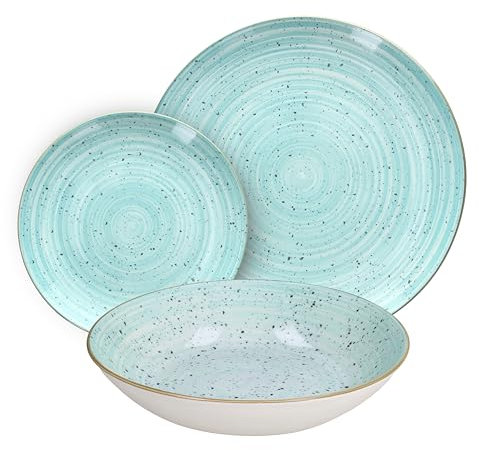 Tognana Pepper Bamboo, Service de vaisselle 18 pièces pour 6 personnes, Porcelaine, Vert
