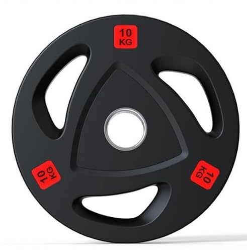 BIPOWER Disco Olimpico Recubierto de Goma con 3 Agarres - Pesas Profesionales 2,5kg a 25kg 50mm (Venta en unidades)