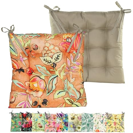 JACK Outdoor Motiv Stuhlkissen 38x38cm Lounge Kissen Auflage Wasserfest Sitzkissen Garten Lotus Effekt, Farbe:Beerenflut Orange
