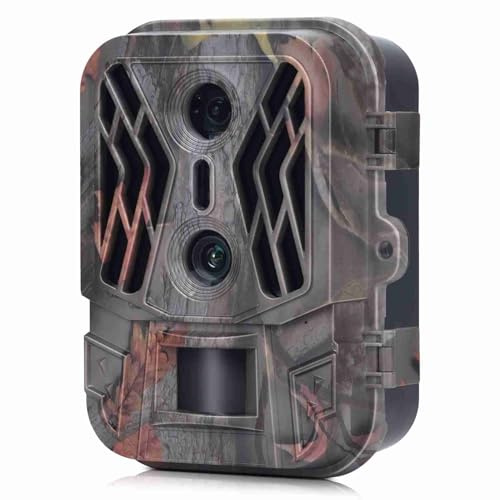 36MP 4K Dual Objektiv Wildtierkamera für Draußen, 2,4 Zoll | 0,3s Auslöser, 100ft Reichweite, 58pcs kein Glow LEDs