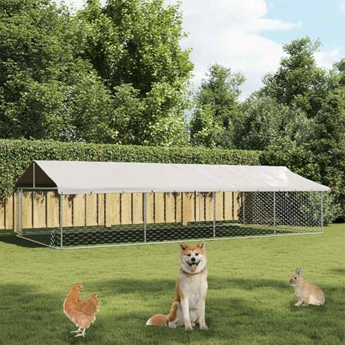 Vopese Outdoor-Hundezwinger für Sicherheit & Komfort - Silbern, verzinkter Stahl, 600x300x150 cm - Spiel, Sport, Training Model171502