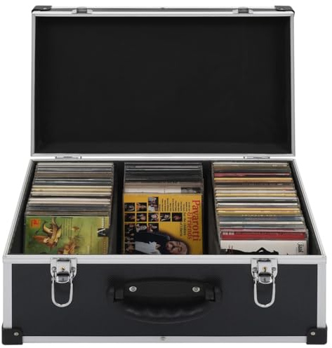 Gecheer Maletín de CD para 60 CD de aluminio ABS negro, estuche profesional para almacenamiento de CD, DVD organizado para DJs, músicos, estudios de cine